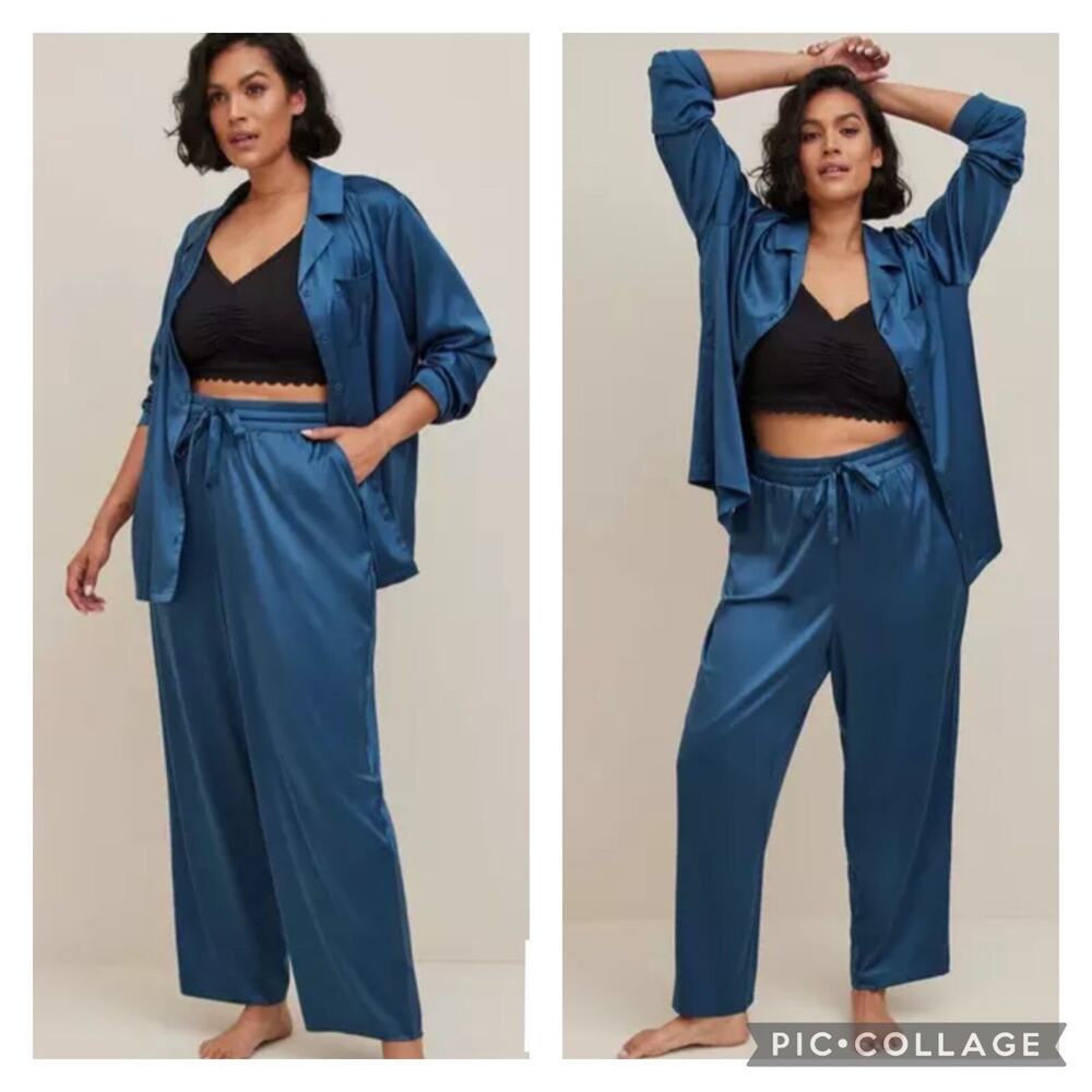 Torrid 3 Dream Satin Pajama Set in Teal